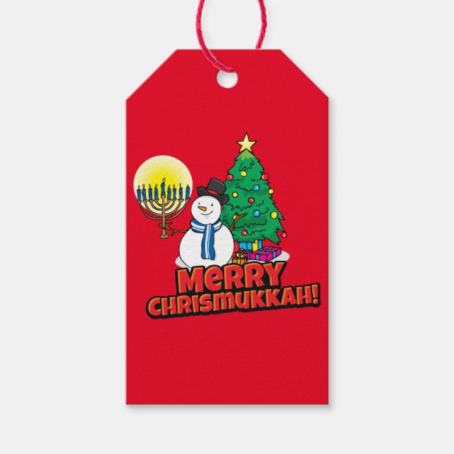 Red Chrismukkah Gift Tags Geschenkanhänger (Vorderseite)