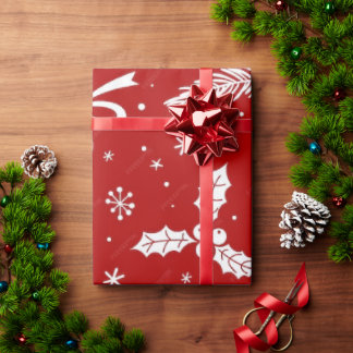 Red Christmas 30"x45' Wrapping Paper Geschenkpapier
