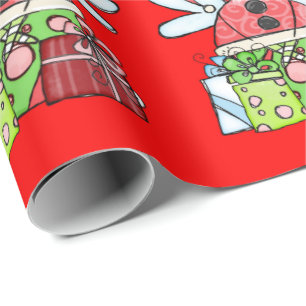 Red Christmas Angel Santa Wrapping Paper Geschenkpapier