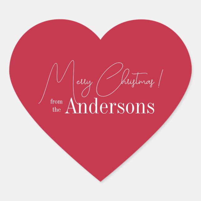 Red Christmas aus Familienname Herz-Aufkleber (Vorderseite)