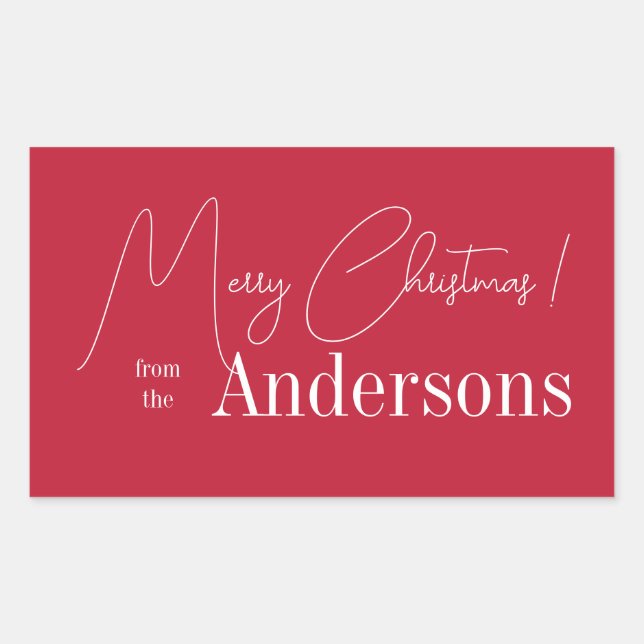 Red Christmas aus Familienname Rechteckiger Aufkleber (Vorderseite)