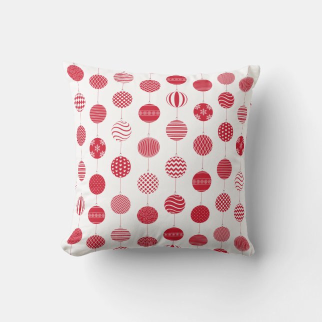 Red Christmas Ball Pattern Pillow Kissen (Vorderseite)