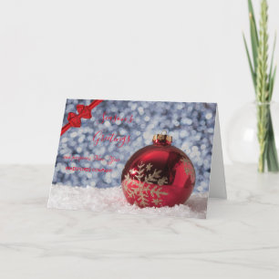 Red Christmas Ball, Red Bow, Unternehmensgrüße Feiertagskarte