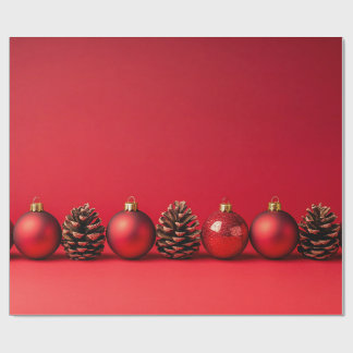 Red Christmas Balls and Pinecones Geschenkpapier