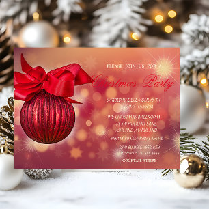 Red Christmas Balls Bokeh Company Company Einladung