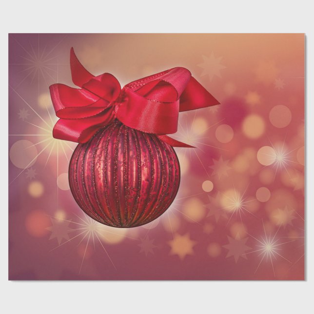 Red Christmas Balls Bokeh Company Geschenkpapier (Flach)