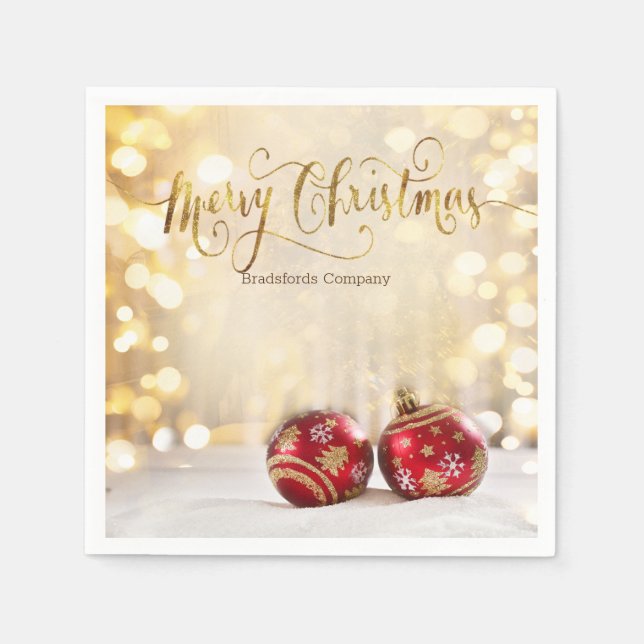Red Christmas Balls Bokeh Serviette (Vorderseite)