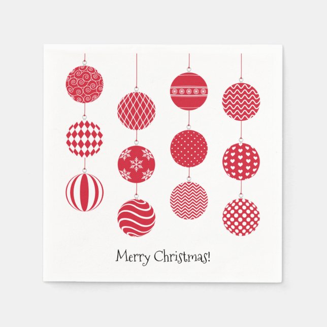 Red Christmas Balls Paper Napkin Serviette (Vorderseite)