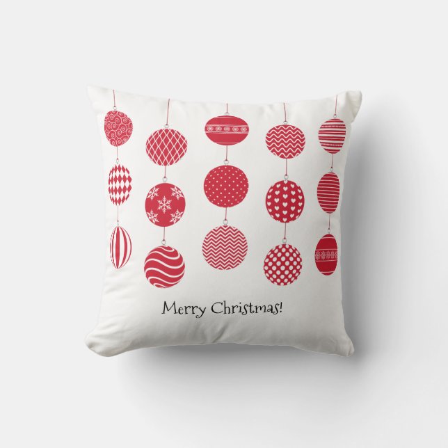 Red Christmas Balls Pillow Kissen (Vorderseite)