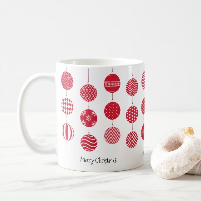 Red Christmas Balls Tasse (Mit Donut)