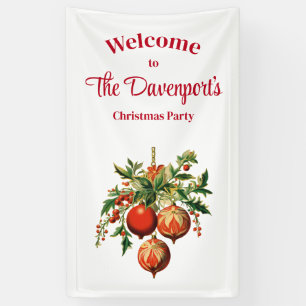 Red Christmas Baubles mit Holly Festivals Banner