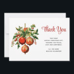 Red Christmas Baubles mit Holly Festivals Dankeskarte<br><div class="desc">Vielen Dank Karte mit einer Vintagen Style Illustration. 3 rote Weihnachtsbaumbläschen umgeben von grünen Heiligen und Beeren. Retro cool.</div>