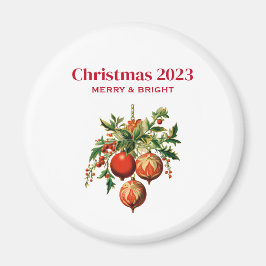 Red Christmas Baubles mit Holly Festivals Magnet