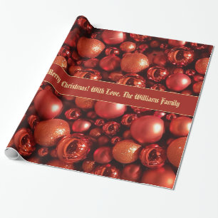Red Christmas Baubles Muster Hinzufügen von Text Geschenkpapier
