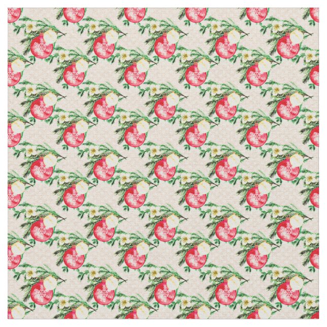 Red Christmas Baubles on Pink Fabric Stoff (Nahaufnahme)