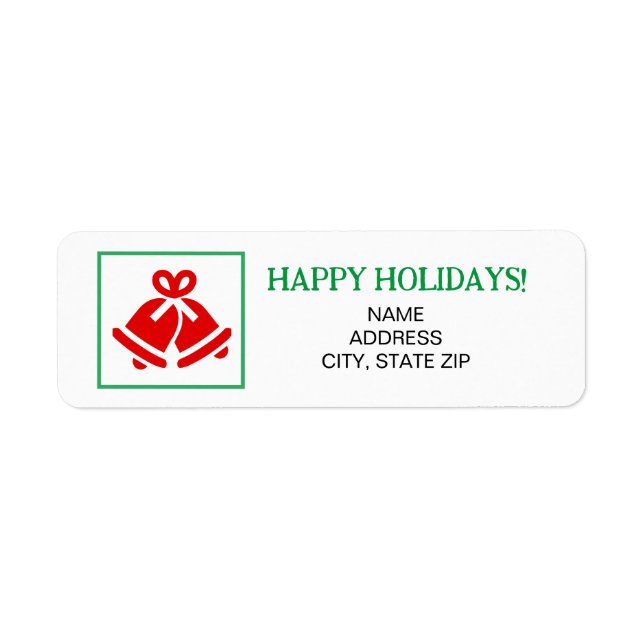 Red Christmas Bells Holiday Return Address Label (Vorne)