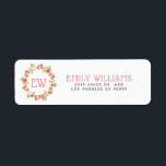 Red Christmas Berries Wreath Monogram<br><div class="desc">Elegante rote Weihnachtsbeeren und grüne Blätter Aquarellbilder,  anpassbare Monogramm und Rückadressschild mit.</div>