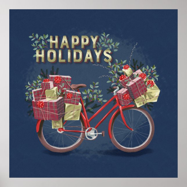 Red Christmas Bicycle mit Presents Poster (Vorne)