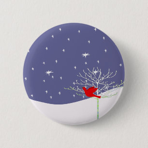 Red Christmas Bird Button