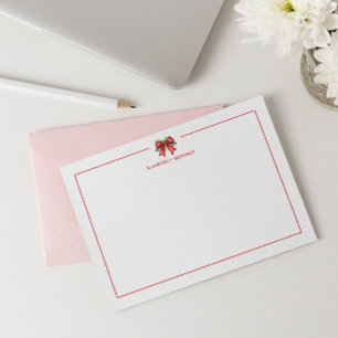 RED CHRISTMAS BOW COQUETTE MISTLETOS PERSONALISIER MITTEILUNGSKARTE