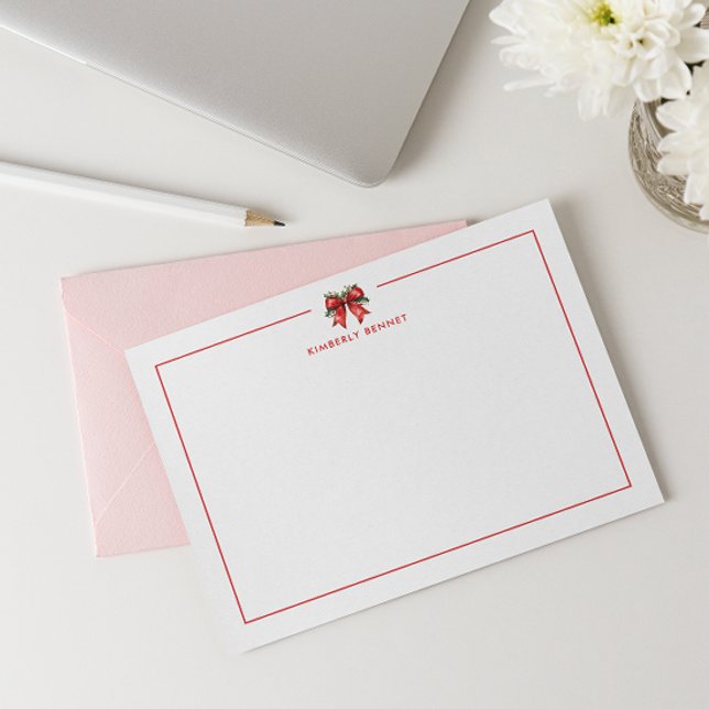 RED CHRISTMAS BOW COQUETTE MISTLETOS PERSONALISIER MITTEILUNGSKARTE (Von Creator hochgeladen)