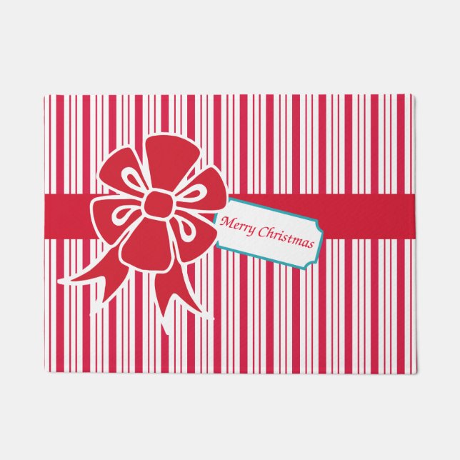 Red Christmas Bow Doormat Fußmatte (Vorderseite)