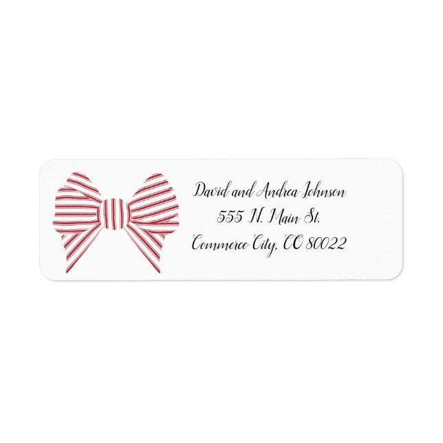 Red Christmas Bow Return Address Label (Vorne)