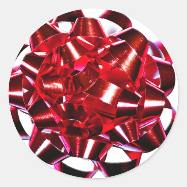 Red Christmas Bow Runder Aufkleber (Vorderseite)