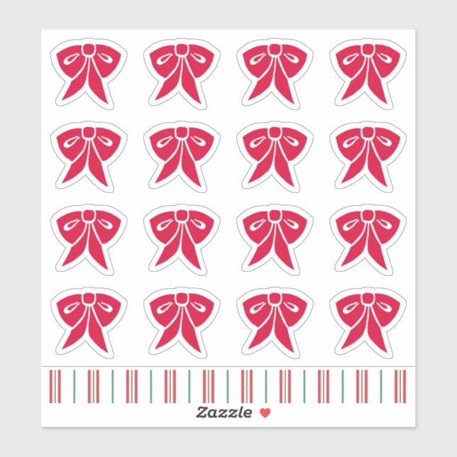 Red Christmas Bow Stickers Aufkleber (Blatt)