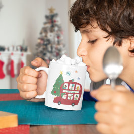 Red Christmas Bus Tree Kindername Liebe Santa Kaffeetasse