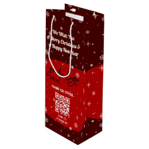 Red Christmas Business Logo QR Code Snowflake Geschenktüte Für Weinflaschen