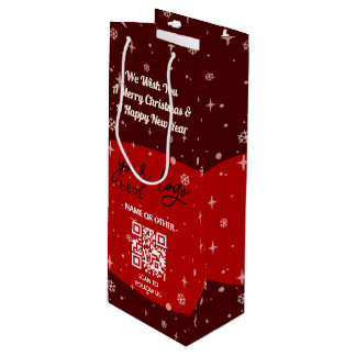 Red Christmas Business Logo QR Code Snowflake Geschenktüte Für Weinflaschen