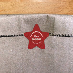 Red Christmas Business Star Shape Sticker<br><div class="desc">Frohe Weihnachten! Einer der bekanntesten Feiertage des Jahres. Es ist auch eine der besten Jahreszeiten für Werbung für Ihr Unternehmen. Starform Aufkleber mit fröhlichen Weihnachtsgrüßen, Ihrem Firmennamen, Stadt oder Stadt und Staat. Sie können es als Zubehör für Ihr Produktverpackungsmaterial verwenden, um Ihren Produktnamen zu fördern. Sie können es auch als...</div>