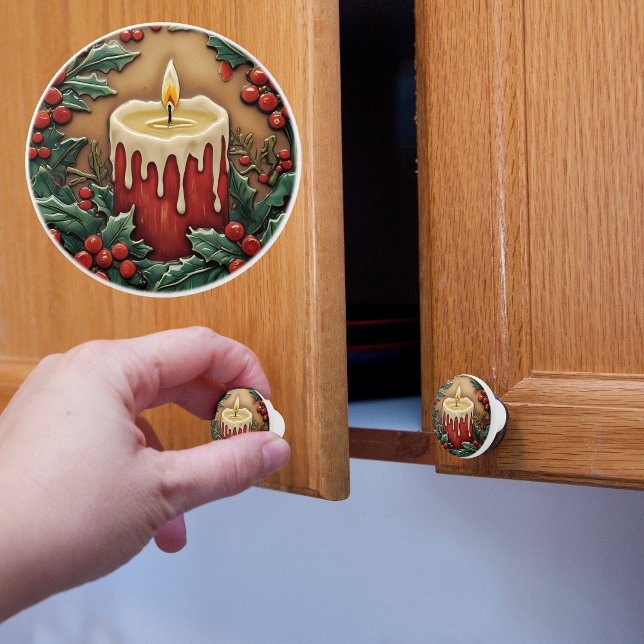 Red Christmas Candle Keramikknauf (Von Creator hochgeladen)