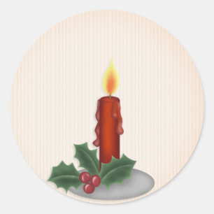 Red Christmas Candle Runder Aufkleber