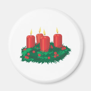 Red Christmas Candles Magnet