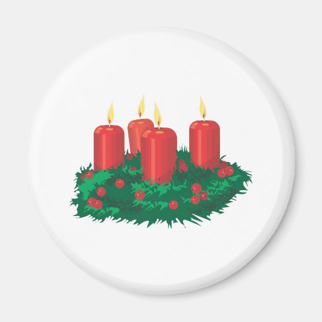 Red Christmas Candles Magnet (Vorne)