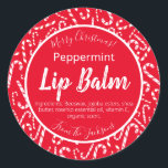 Red Christmas Candy Cane Peppermint Lip Balm Label Runder Aufkleber<br><div class="desc">Geben Sie den glücklichen Empfängern Ihrer Lippenbalsam großartige Erinnerungen und Erinnerungen der wunderbaren Weihnachten sie hatten diese Saison für Wochen und Monate mit dem Weihnachtsduft, Pfefferminz kommen. Wenn Sie Ihre Lippenbalsam in Tuben oder Töpfe gegossen haben, können Sie diese Etiketten benutzen, um Lippenbalsam besonders lustig und festlich aussehen zu lassen....</div>