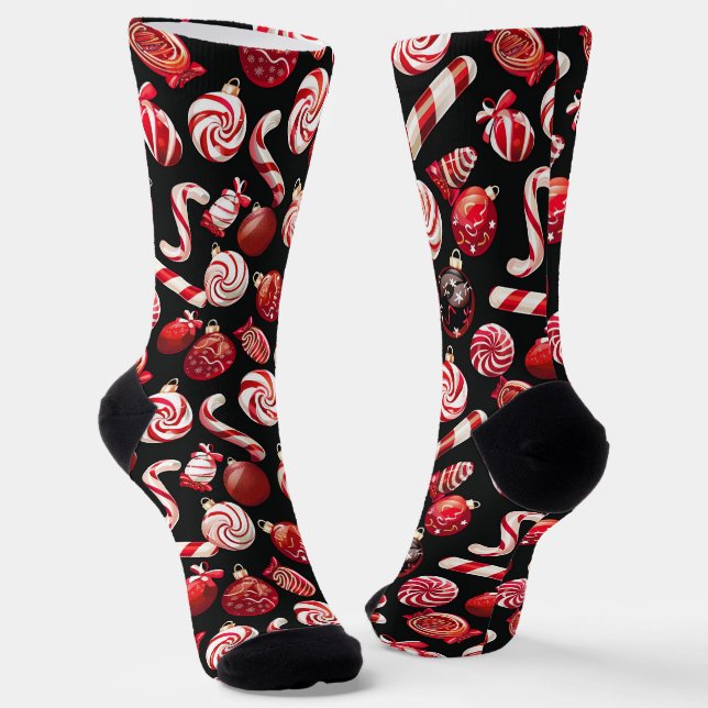 Red Christmas Candy Pattern Socken (Gewinkelt)