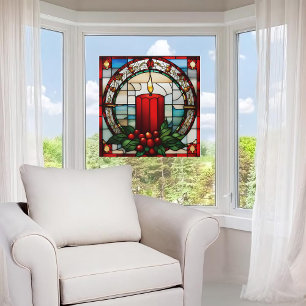 Red Christmas Cndl Imitats verklebt Glasfenster Fensteraufkleber