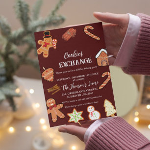 Red Christmas Cookies Exchange Party Einladung