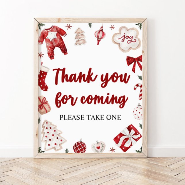 Red Christmas Danke, dass du mit einer Babydusche  Poster (Von Creator hochgeladen)