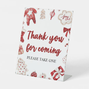 Red Christmas Danke, dass du mit einer Babydusche  Sockelschild
