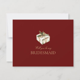 Red Christmas Decor Bridesmaid Vorschlag Card Save The Date