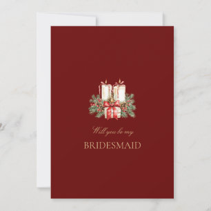 Red Christmas Decor Bridesmaid Vorschlag Card Save The Date