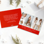 RED Christmas Elegant 6 Collage Foto Feiertagskarte<br><div class="desc">Mit dieser Weihnachtskarte mit einem einfachen, minimalen und sauberen Design, die das ganze Jahr über die Highlights Ihrer Familie bietet, teilen Sie sich die Weihnachtskarte. Die Vorderseite besteht aus einer modernen 6-Foto-Collage, gepaart mit dem festlichen Gruß "Frohe Weihnachten" in einem eleganten Serif-Schriftart über eine zeitlose festliche Rot-Farbe, mit Raum, um...</div>