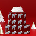Red Christmas Elephant Geschenkpapier<br><div class="desc">Niedliches Elefant Weihnachtspapier mit einem schönen grauen Elefanten mit einer roten Weihnachtsmannmütze auf bordeauxrotem Hintergrund für Weihnachten. Ich Liebe lustige Ferientiere.</div>