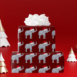 Red Christmas Elephant Geschenkpapier