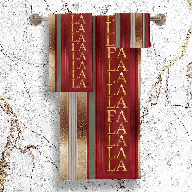 Red Christmas Fa La La Pattern#27 ID1009 Badhandtuch Set (Von Creator hochgeladen)