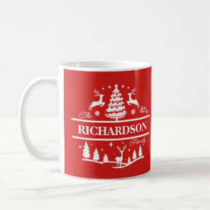 Red Christmas Family Name White Individuelle Name Kaffeetasse
